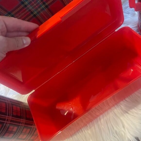 Vintage Aladdin Picnic Set Of 2 Thermos Bottles & Lunch Box Red Plaid Tote Bag - Picture 4 of 6